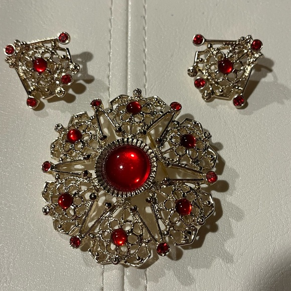 Vintage Sarah Coventry Brooch & Earrings - Serenade Collection (1970). - Picture 7 of 14